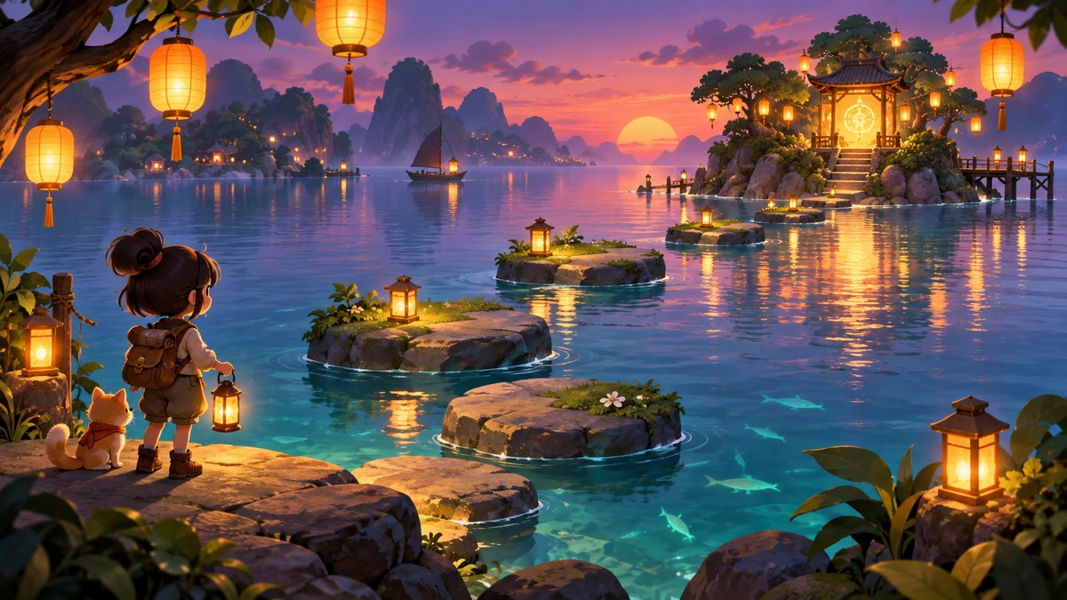 Lantern Bridge — illustrated game cover